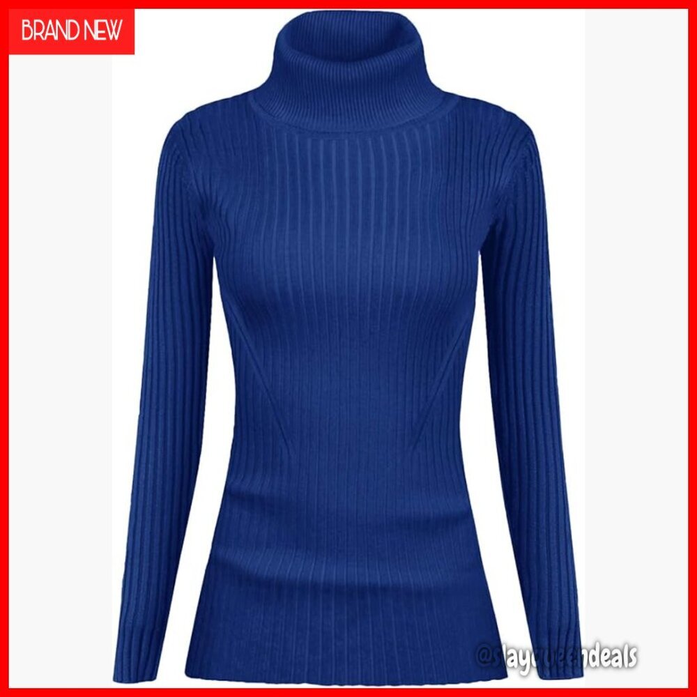 Fitted Turtleneck Sweater Ribbed Knit Pullover Women's Winter Long Sleeve